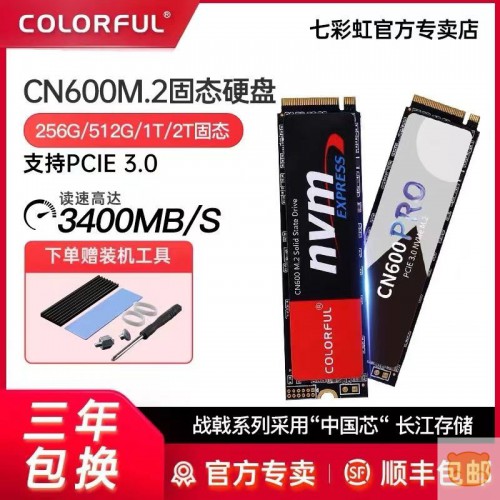 COLORFUL 七彩虹官方专卖店 CN600M.2固态硬盘 256G/512G/1T/2T固态 支持PCIE 3.0 读速高达3400MB/S下单赠装机工具